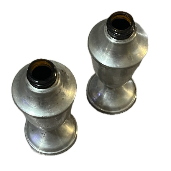 Antique Vintage Pewter WEB PEWTER Weighted Salt & Pepper Shakers 5 1/2" tall - Picture 6 of 8